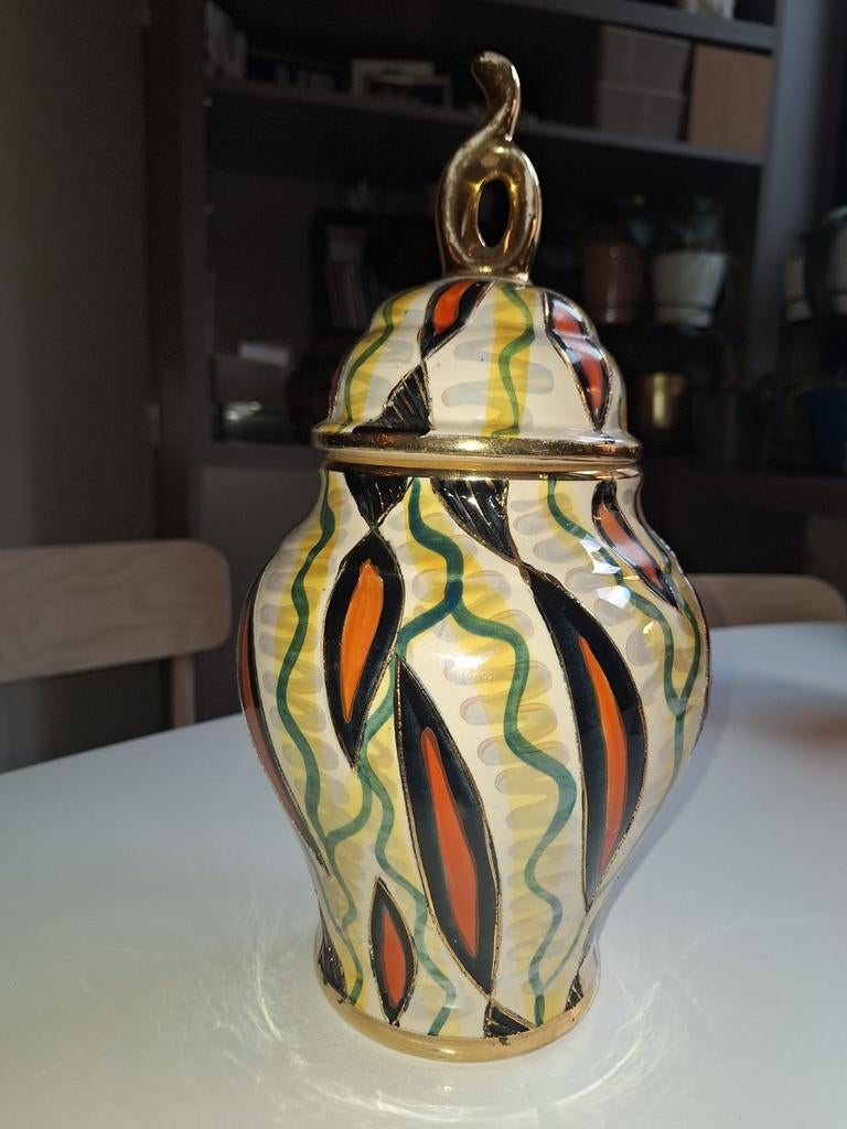 Dekselvaas H Bequet vintage, Antiek en Kunst, Ophalen