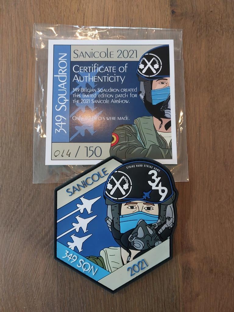 Patch Belgian Air Force 349 Squadron Sanicole 2021, Verzenden, Luchtmacht, Embleem of Badge