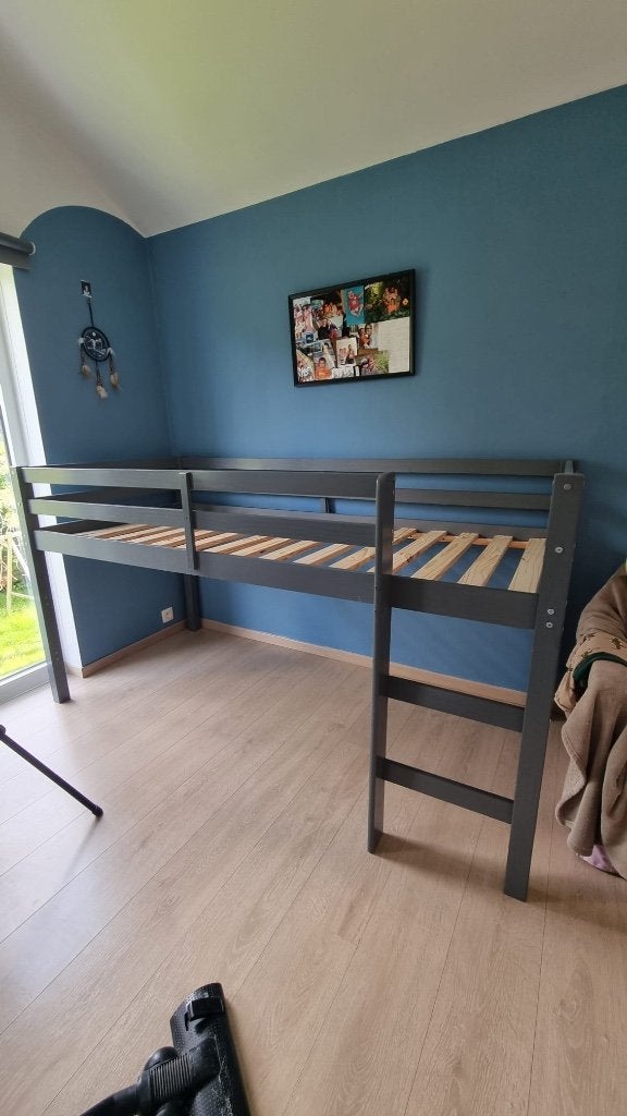 Lit mezzanine enfant gris – bon état, Enlèvement, Utilisé, 180 cm ou plus, 85 à 100 cm