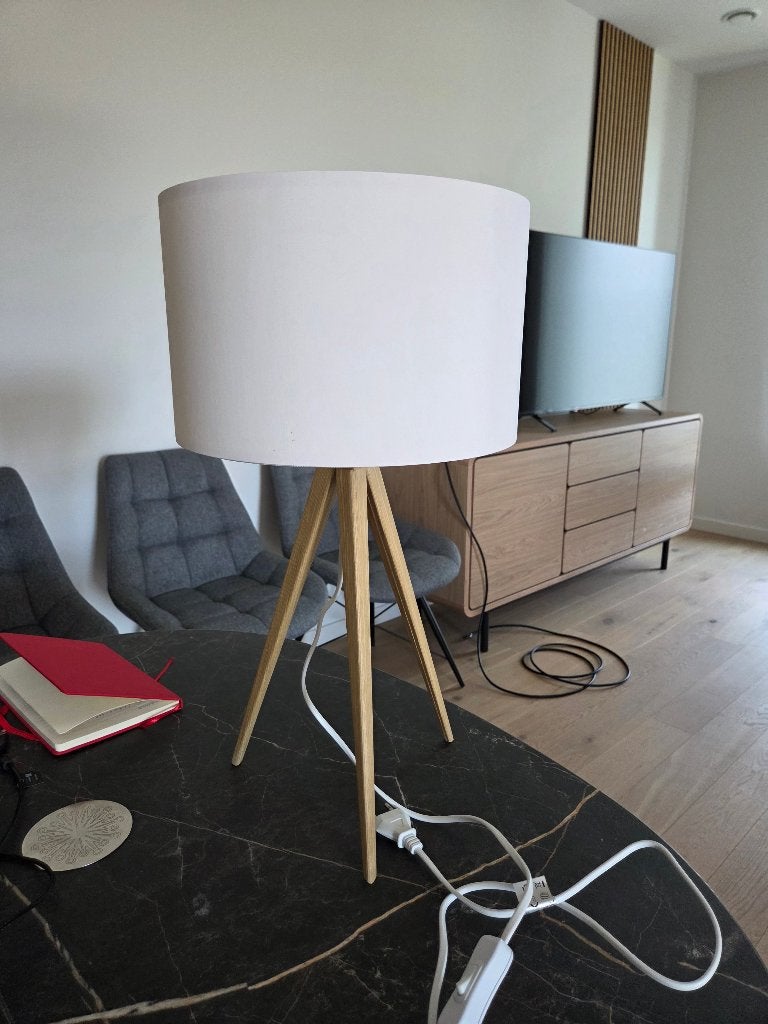 Tafellamp Wit/Hout | Zuiver, Zijlstra, Gebruikt, 52 cm, Wit