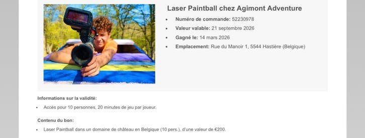 Ticket de laser Paintball acces 10 personne, Tickets & Billets, Trois personnes ou plus