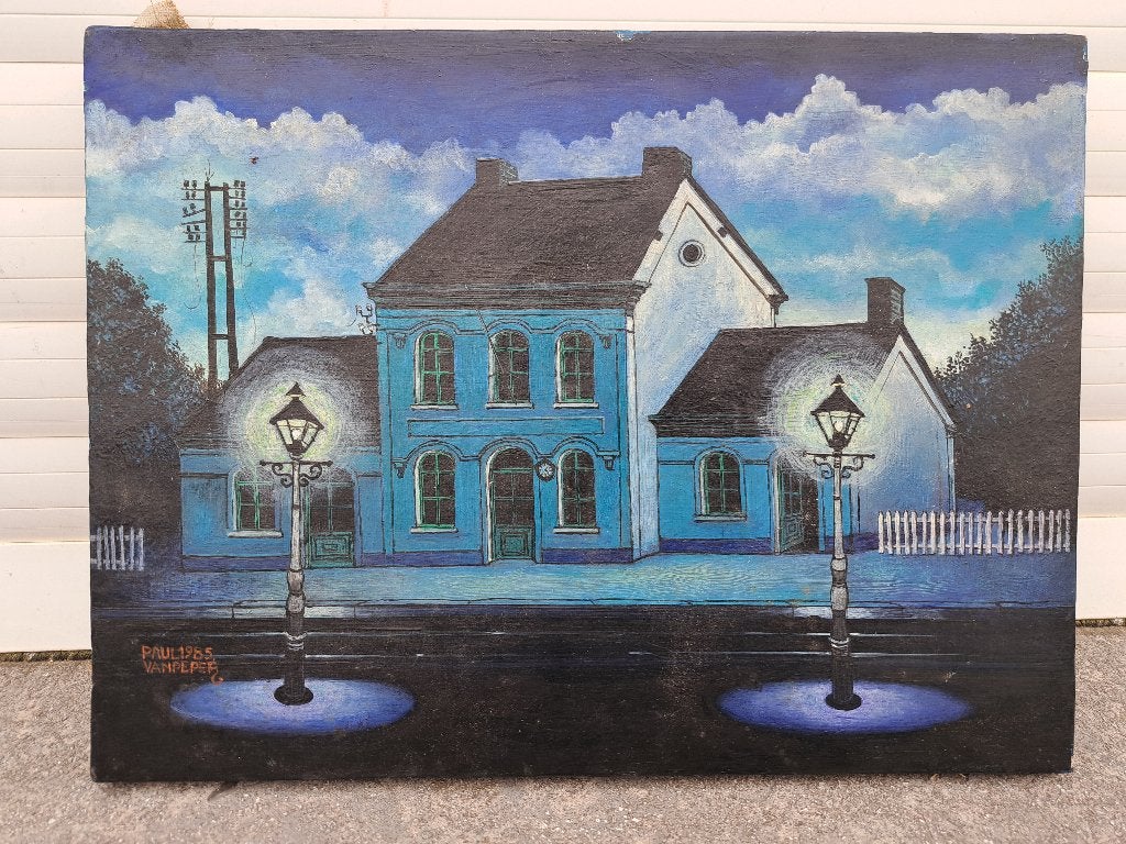 huile sur toile la gare signe paul vanpeper 1985, Enlèvement ou Envoi