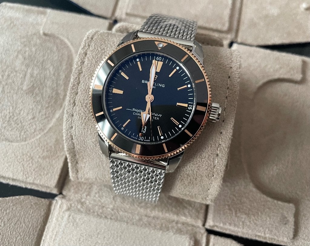 Breitling Superocean B20 44mm roségoud NIEUW, Ophalen, Staal, Breitling, Polshorloge