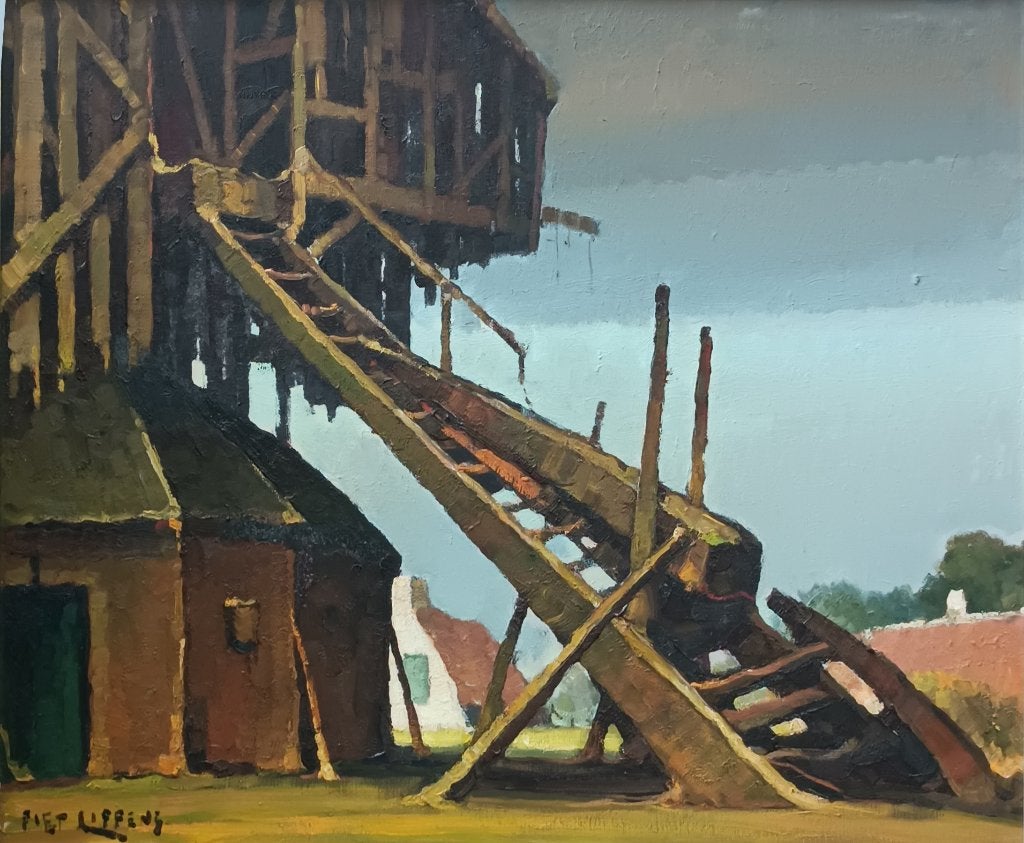 Piet Lippens (1890-1981): Houten Molen (O/D, 124 x 104 cm), Antiek en Kunst, Kunst | Schilderijen | Klassiek, Ophalen, Realistisch