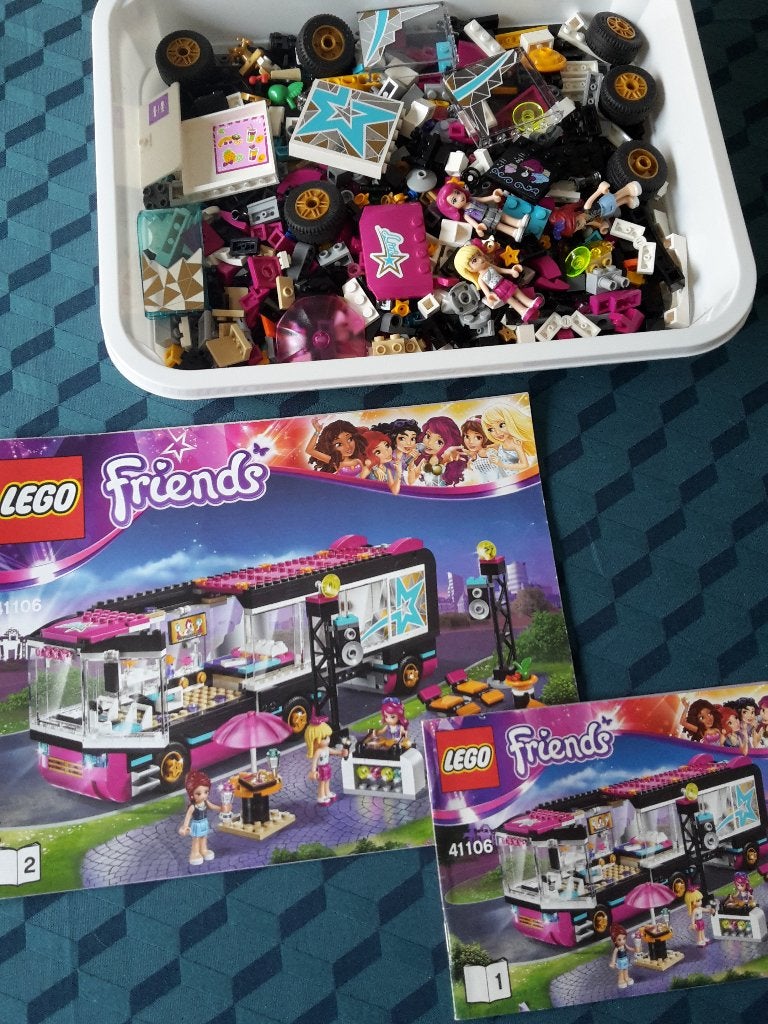 Mooie LEGO Friends Pop Star Tour Bus, 41106, 682 stukjes, Lego, Friends, Ophalen of Verzenden, Zo goed als nieuw
