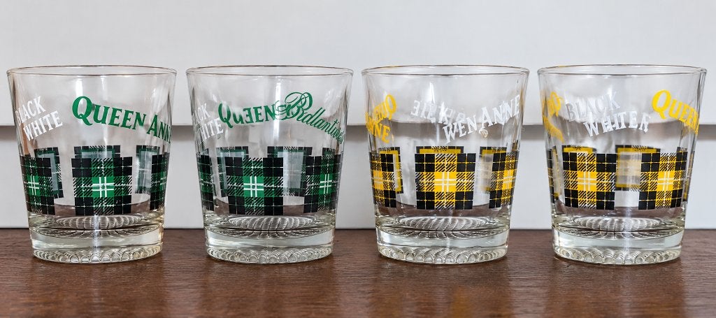Vintage Schotse Whiskyglazen Set van 4 (Jaren '70), Ophalen of Verzenden, Zo goed als nieuw, Overige typen