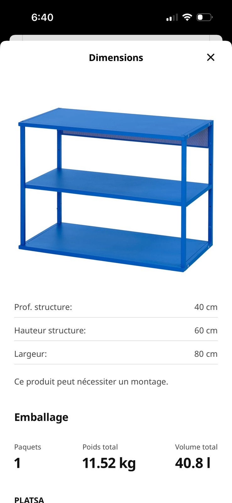 Étagère PLATSA IKEA, Maison & Meubles, Enlèvement, Comme neuf