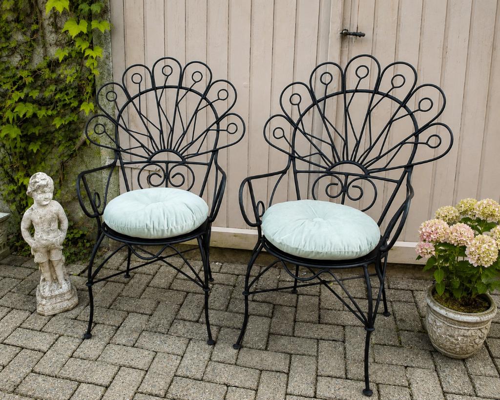 Vintage smeedijzeren tuinstoelen – 2 stuks – perfecte staat, Enlèvement, Comme neuf, Métal