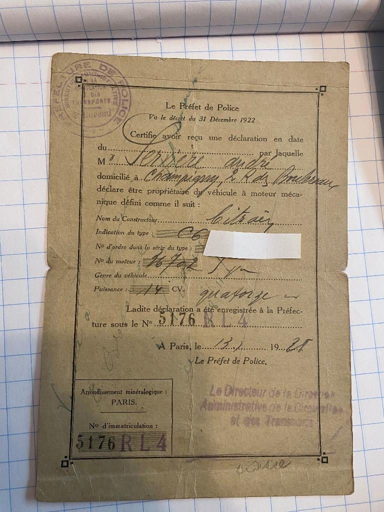 Carte grissen van vooroorlogse citroen C6 oldtimer, Auto diversen, Handleidingen en Instructieboekjes, Ophalen of Verzenden