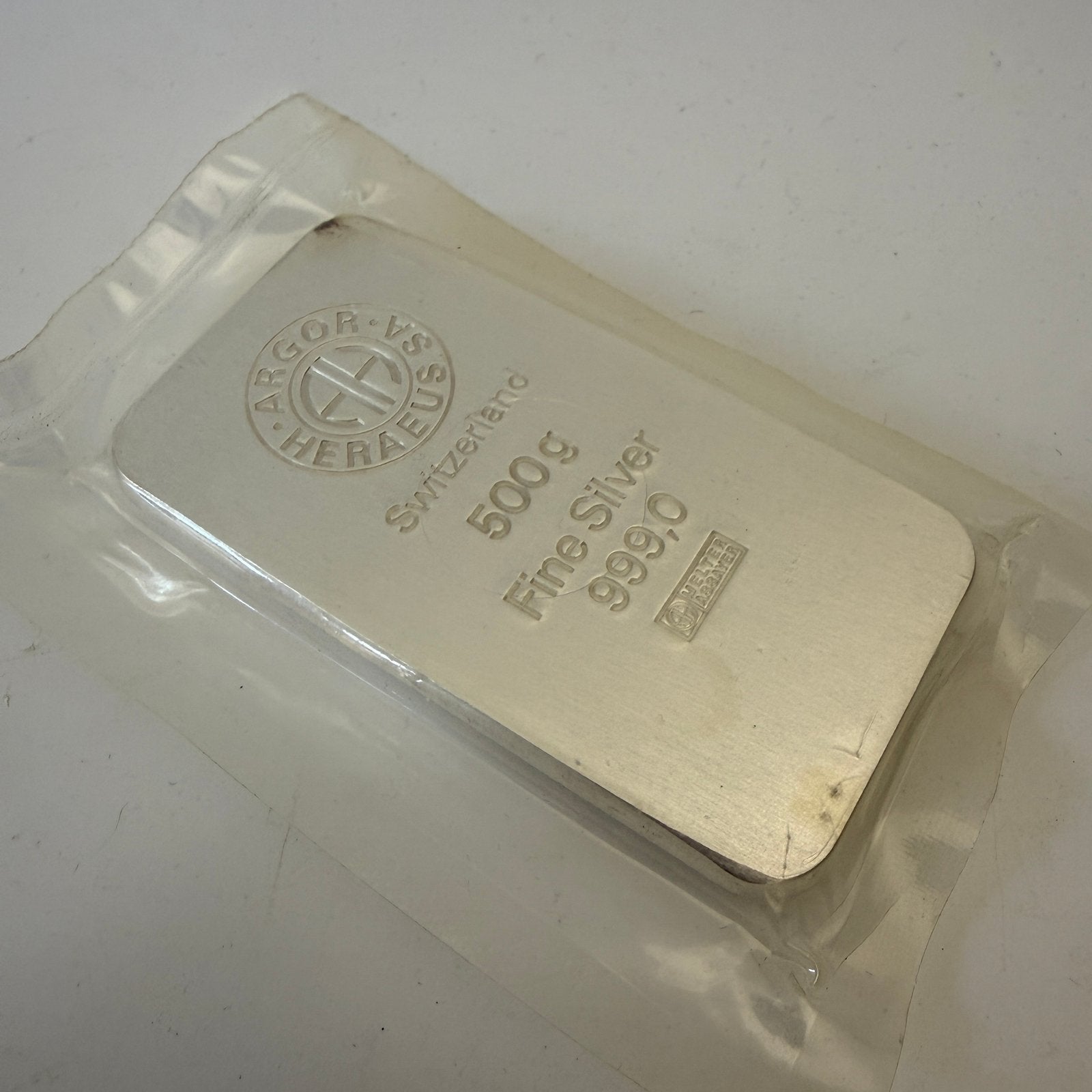 Melter Assayer 500g zilverbaar - Argor Heraeus, Ophalen of Verzenden, Zilver
