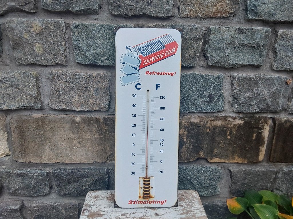 Emaille Stimorol thermometer ReclameBor Bord Langcat, Collections, Enlèvement ou Envoi, Comme neuf, Panneau publicitaire