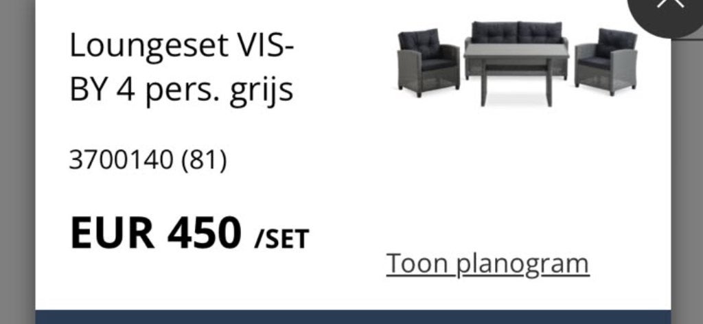 Loungeset - 4 personen - grijs  Regio Deinze, Ophalen, 4 zitplaatsen, Kunststof, Nieuw