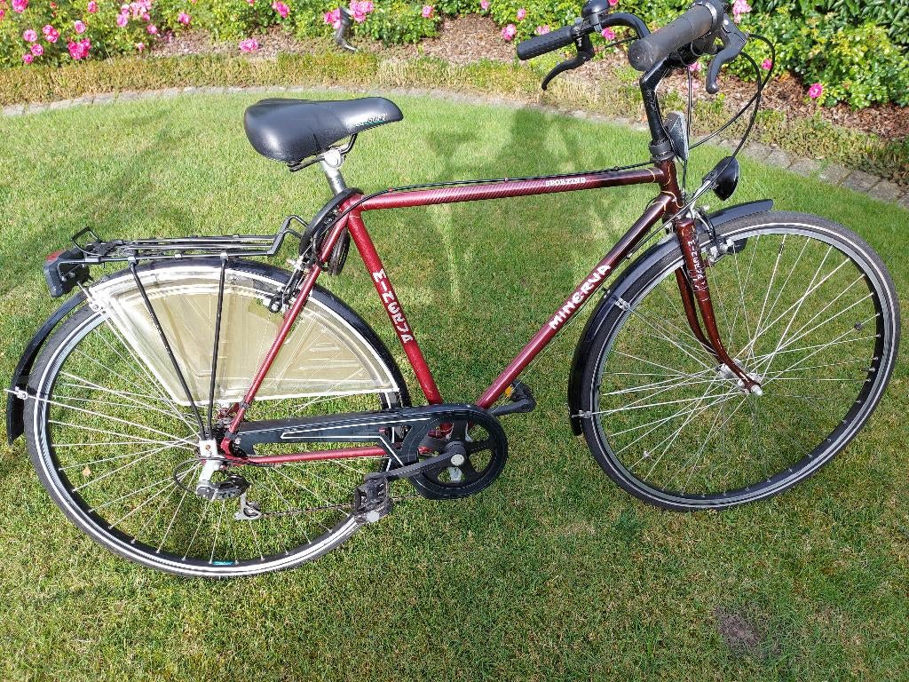 HERENFIETS MINERVA KLEUR ROOD, Fietsen en Brommers, Fietsen | Heren | Herenfietsen, Versnellingen, Zo goed als nieuw, Ophalen
