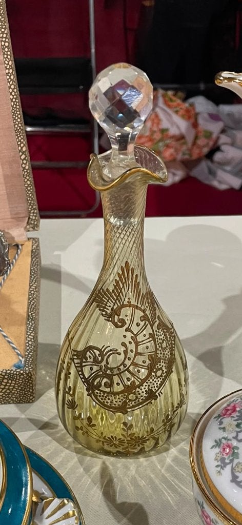 Petite carafe cristal vert et or, Enlèvement ou Envoi