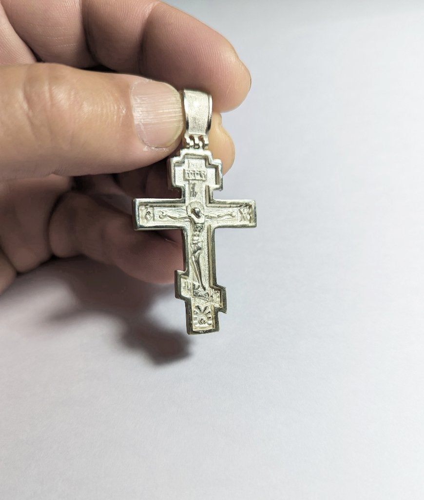 Grande et belle croix en argent à double face, Neuf, Croix ou Symbole, Argent, Argent