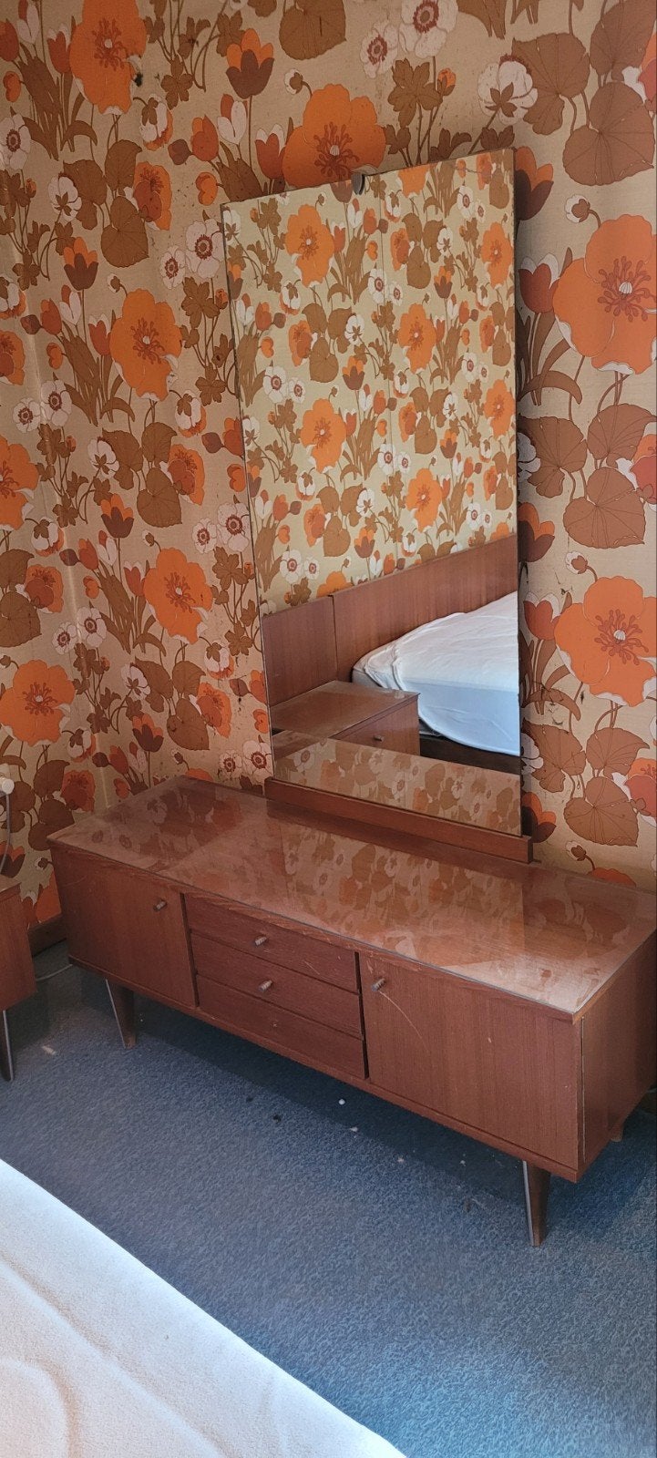 Chambre à coucher complète en teck, Maison & Meubles, Enlèvement, Utilisé, Deux personnes, Vintage