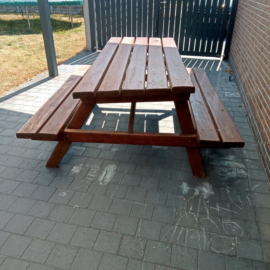 picknicktafel, Tuin en Terras, Picknicktafels, Ophalen, Gebruikt, Rechthoekig, Hout
