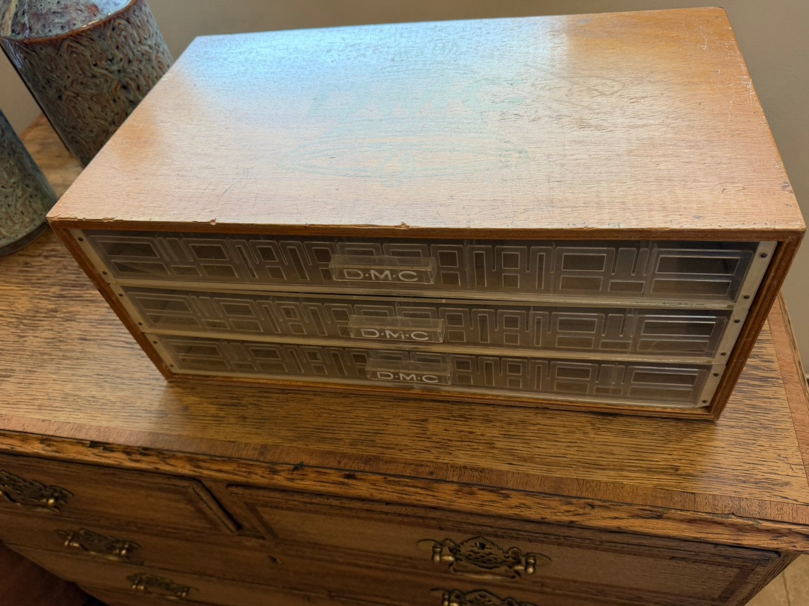 Vintage Houten DMC Fourniturenkastje / Garenkastje, Ophalen of Verzenden, Zo goed als nieuw