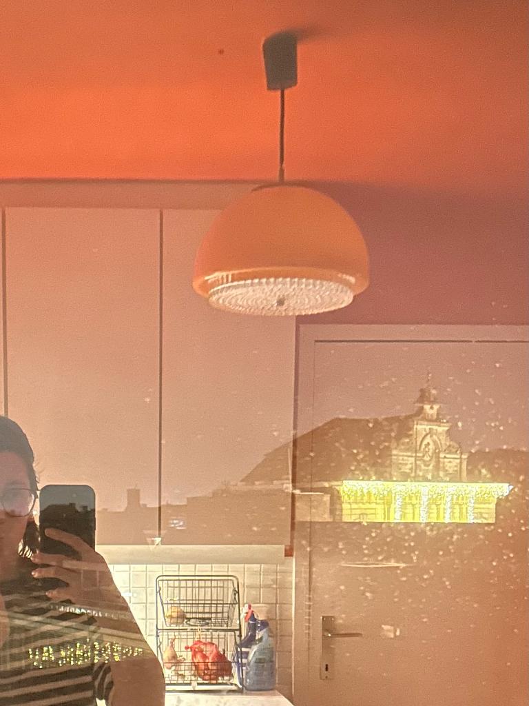Vintage plafonnière – oranje design lamp (jaren ’70 stijl), Ophalen