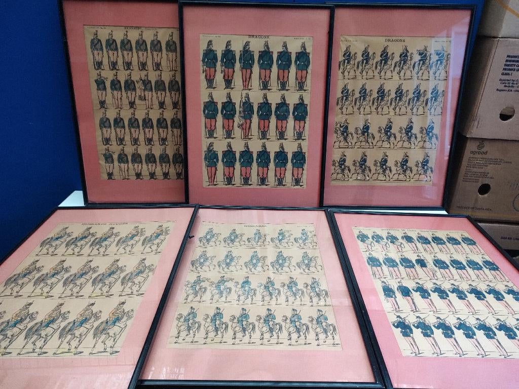 Lot kaders Franse militairen , 35/50 cm , 6 stuks, Ophalen of Verzenden