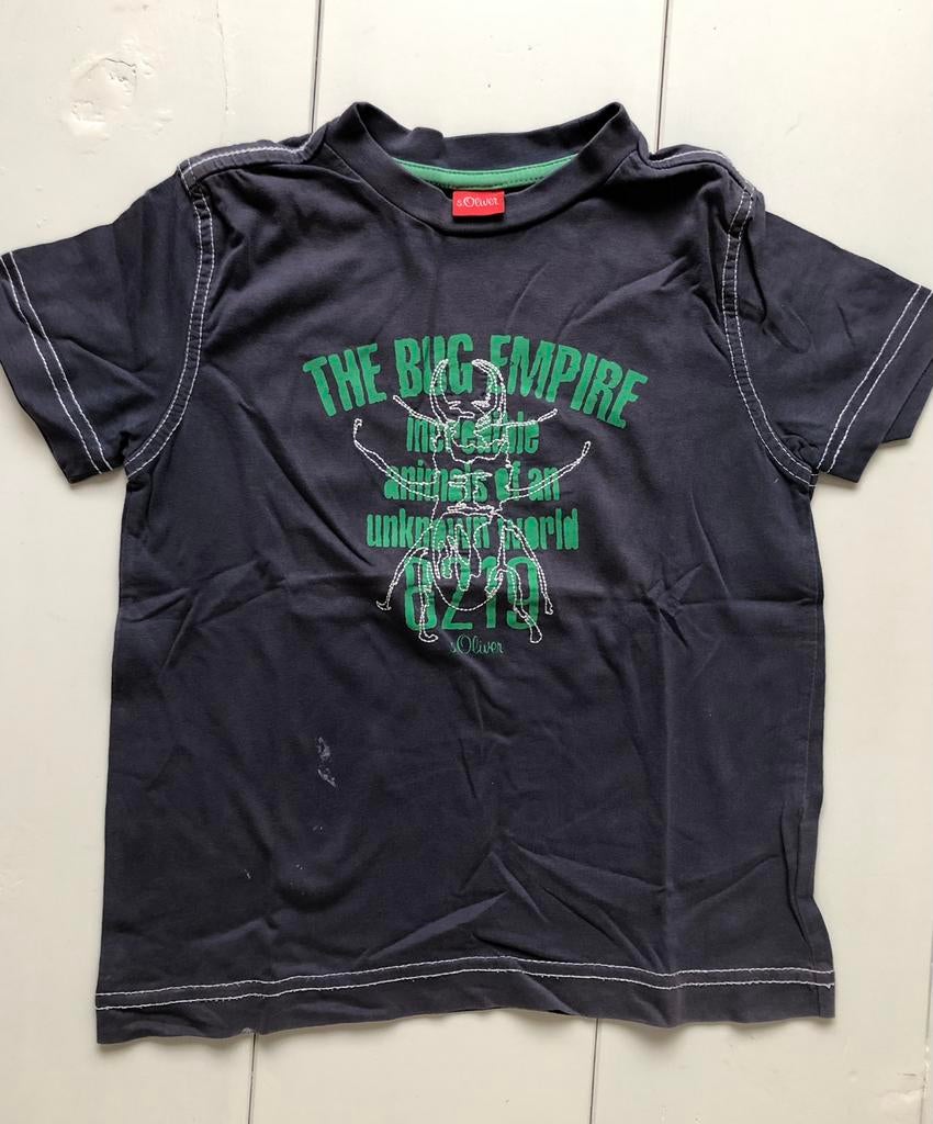 t-shirt S. Oliver 104 110 blauw groen insect kever jongens, Gebruikt, S. Oliver, Ophalen of Verzenden, Shirt of Longsleeve