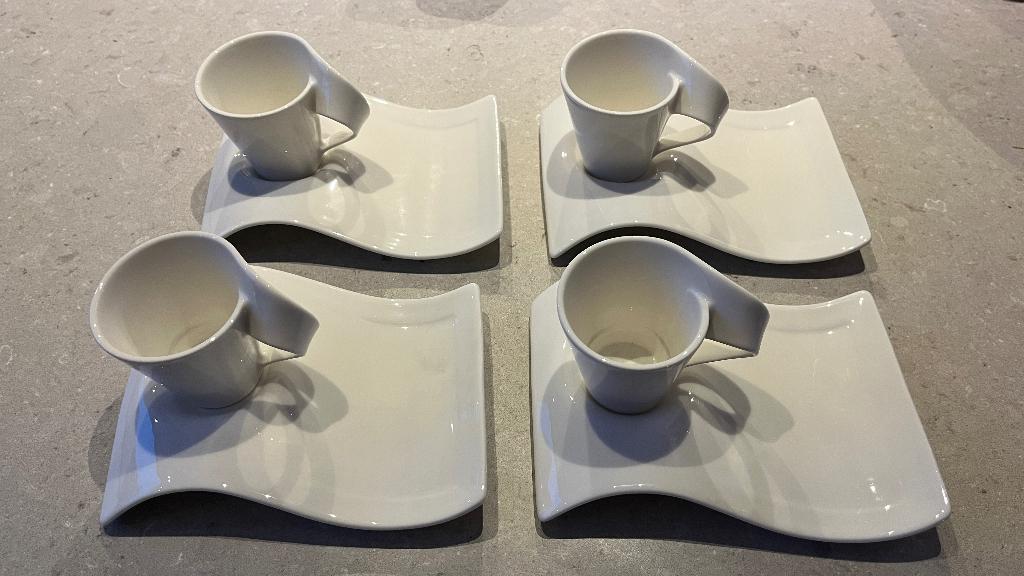 Villeroy & Boch: Tasses à espresso et soucoupes « New Wave », Ophalen, Zo goed als nieuw, Overige stijlen, Kop(pen) en/of Schotel(s)