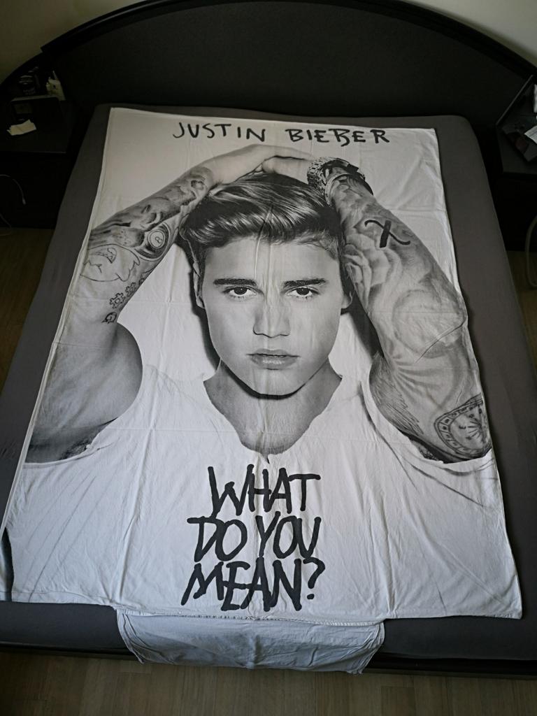 Housse de couette "Justin Bieber" 1 personne + sa taie, Enlèvement ou Envoi, Housse de couette, Une personne, Utilisé