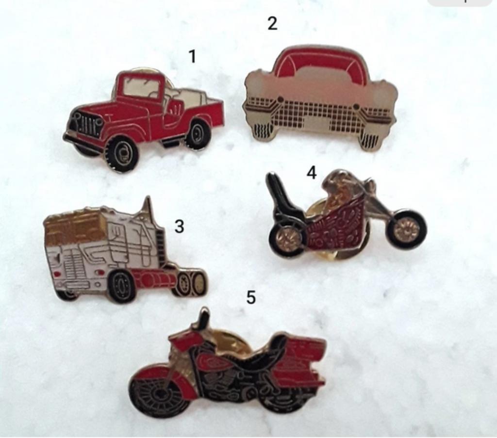 lot 5 pins, badge , épinglette , broche , métal  , véhicules, Envoi, Comme neuf, Transport, Insigne ou Pin's