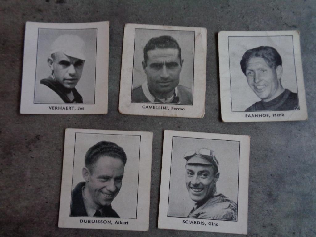 Wielrenners  prenten BELGIAN CHEWING GUM 50s Baanreuzen 5x, Verzenden