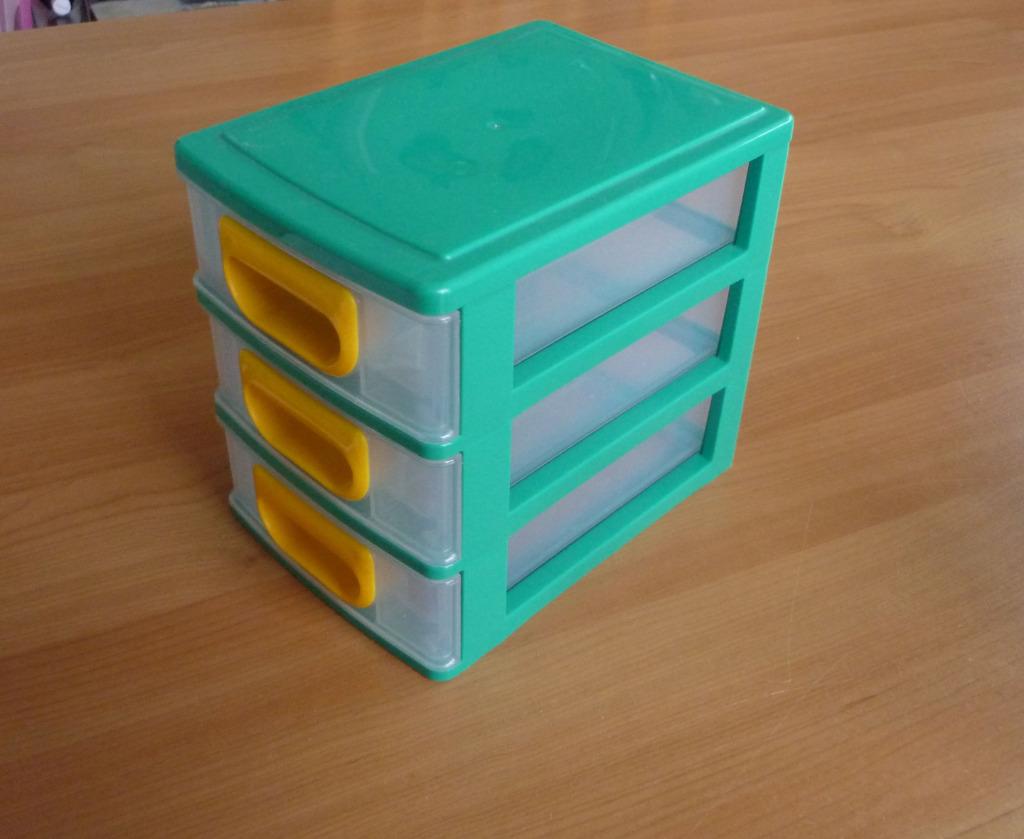 Groene 3 laden opbergdoos met gele handvaten, Huis en Inrichting, Ophalen of Verzenden