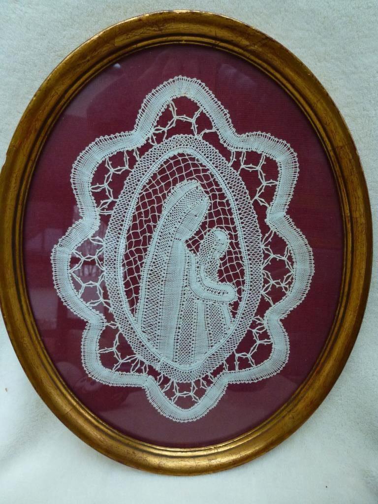 cadre doré avec OLV avec dentelle Baby Jesus, Enlèvement ou Envoi, Utilisé, Autres types, Christianisme | Catholique
