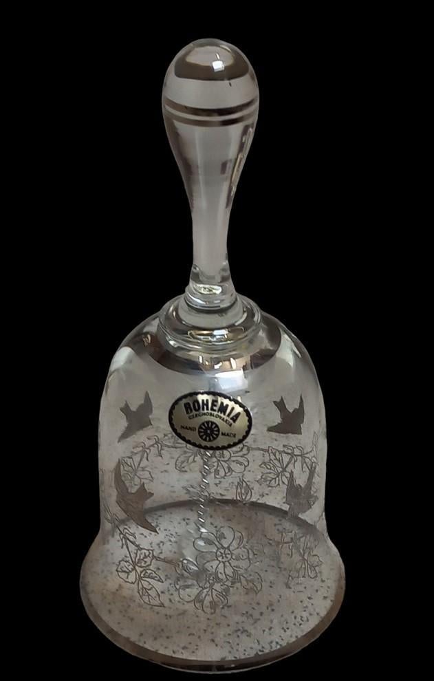 Bohemia kristallen bel met vogeltjes, Antiek en Kunst, Ophalen of Verzenden