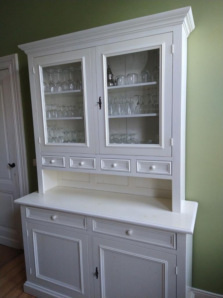 Vitrine en bois blanc, Maison & Meubles, Enlèvement, Comme neuf