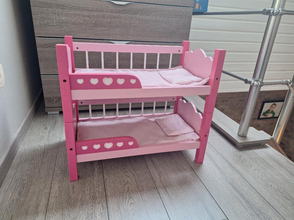 Houten stapelbedje poppen, Kinderen en Baby's, Speelgoed | Poppen, Gebruikt, Babypop, Ophalen