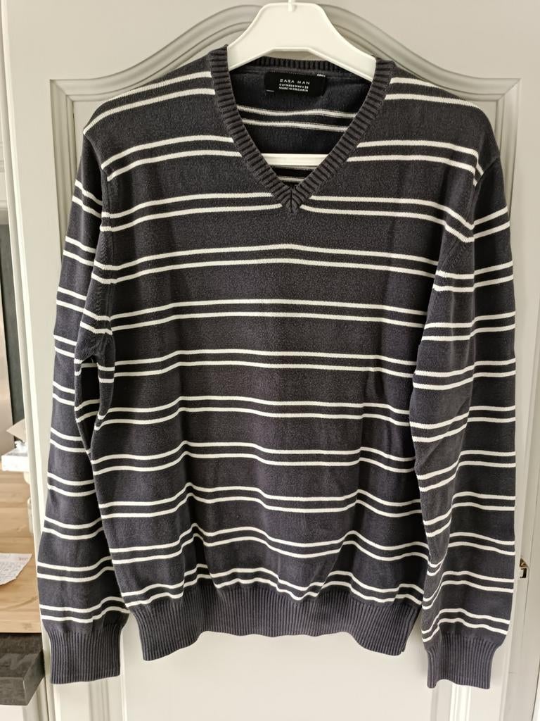 Gestreepte trui met V-hals van Zara Man, Kleding | Heren, Truien en Vesten, Ophalen of Verzenden, Blauw