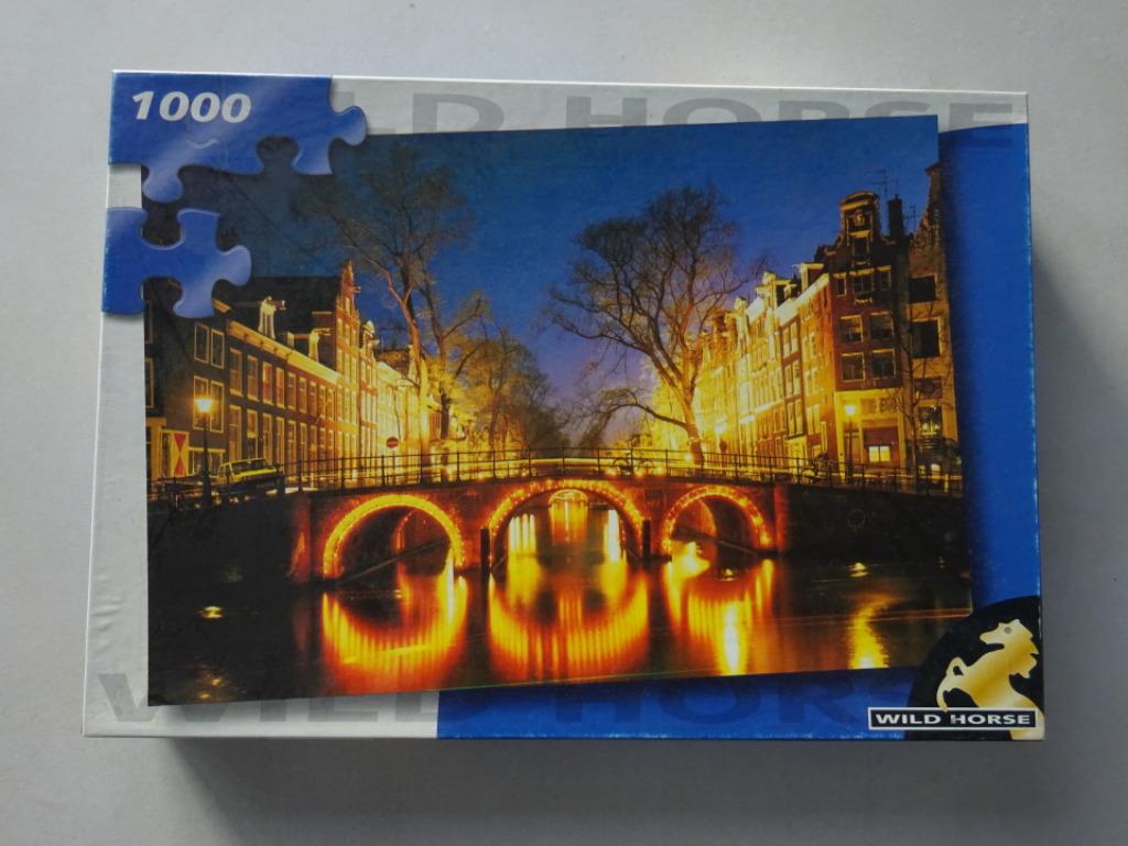 Puzzel 1000 st Amsterdam by night 4 + 1 gratis, Enlèvement ou Envoi, 500 à 1500 pièces, Comme neuf, Puzzle