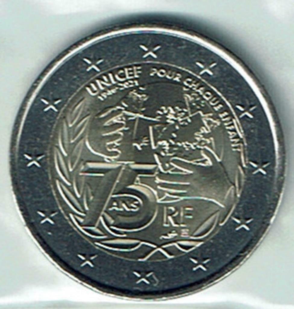 2 euro munt Frankrijk 2021 75 jaar Unicef UNC, Postzegels en Munten, Munten | Europa | Euromunten, Verzenden, Frankrijk, 2 euro