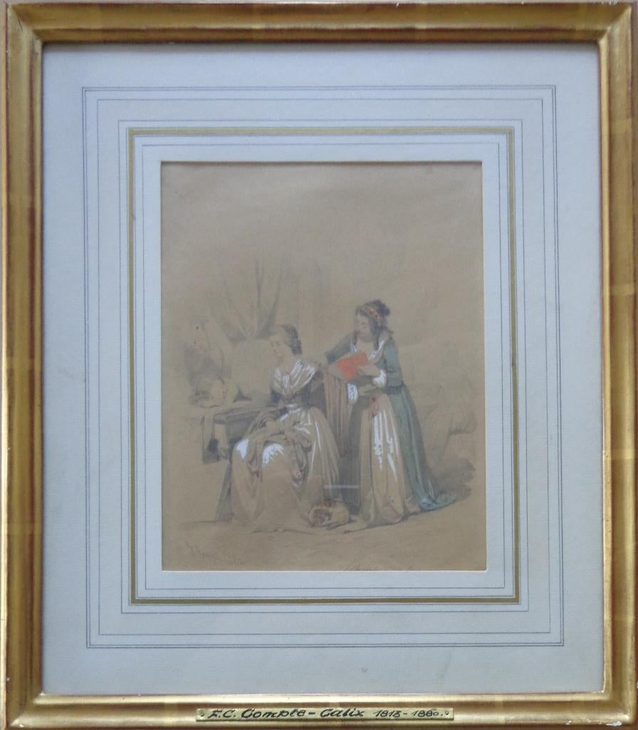 FRANCOIS-CLAUDIUS COMPTE-CALIX / BRIEF ORIGINEEL 39x34cm KAD, Antiek en Kunst, Kunst | Schilderijen | Klassiek, Ophalen of Verzenden