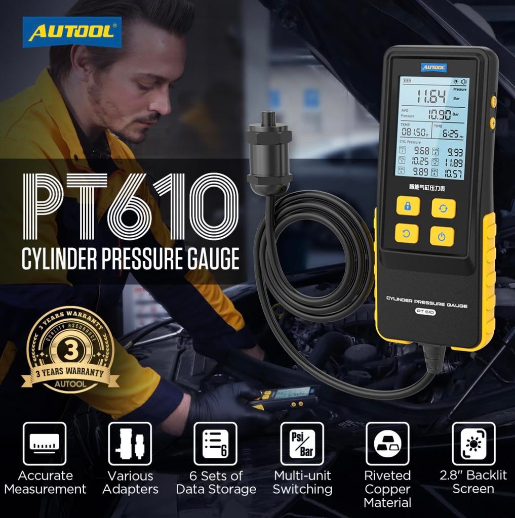 Manomètre de pression cylindre AUTOOL PT610 pour automobiles, Enlèvement ou Envoi, Neuf