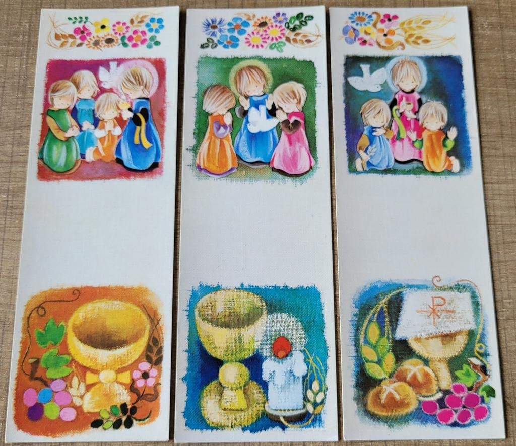 3 oude communiekaartjes, Verzamelen, Ophalen of Verzenden, Zo goed als nieuw, Kind, Prent