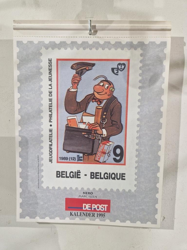 Post kalender 1995, Met Suske en Wiske, Nero, Kuifje, Guust, Enlèvement ou Envoi, Comme neuf