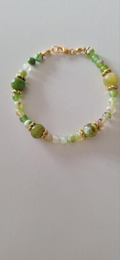 Armband halfedelstenen, Enlèvement ou Envoi, Neuf, Avec bracelets à breloques ou perles