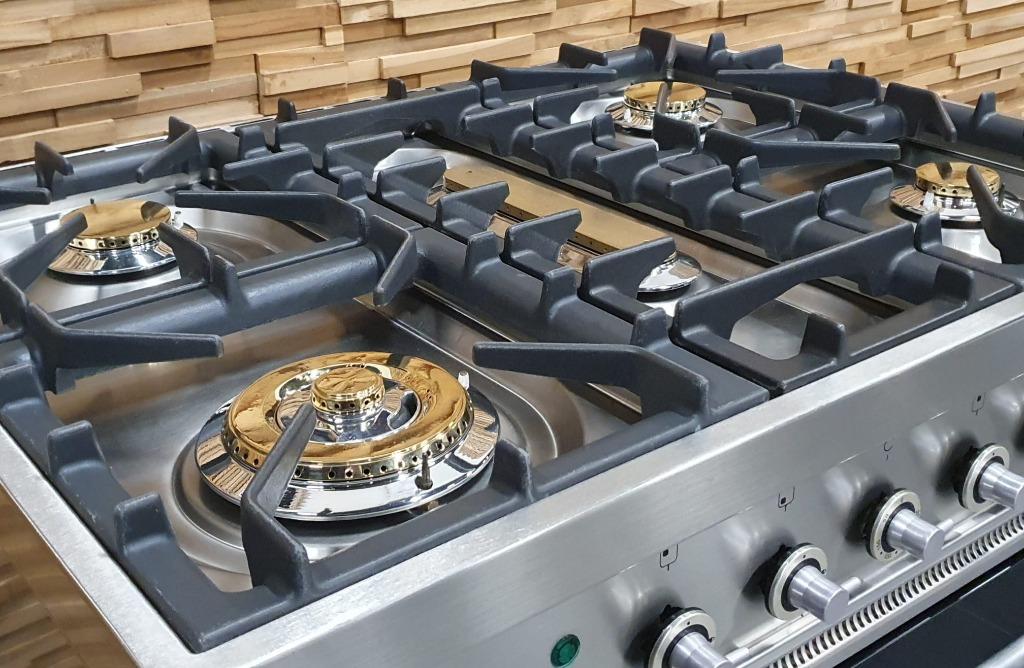 🔥Luxe Boretti Fornuis 80cm RVS 1 grote oven 5 pits, Warmhoudplaat, 60 cm of meer, Ophalen of Verzenden, Zo goed als nieuw