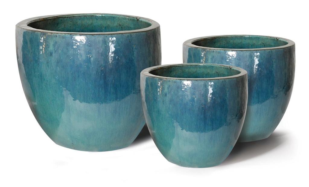 TUINPOTTEN CELADON GEGLAZUURD 3 DLG SET NIEUW, Jardin & Terrasse, Bacs à fleurs & Jardinières, Neuf, Balcon, Jardin, 30 à 60 cm