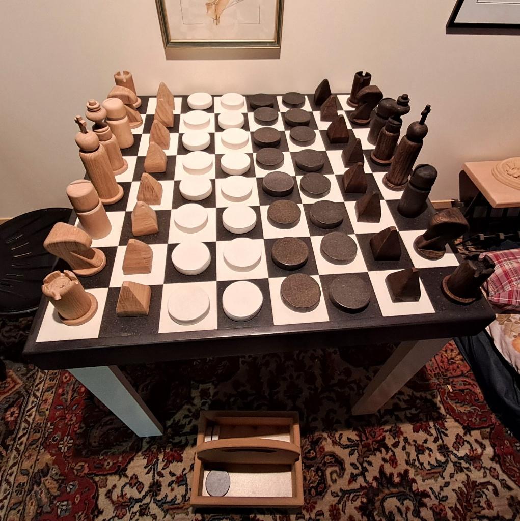Speeltafel schaak- dambord, Een of twee spelers, Ophalen, Nieuw, Pi Design