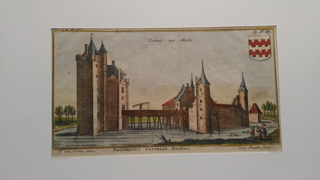 gravure originale en couleur Château de Mierlo, Enlèvement