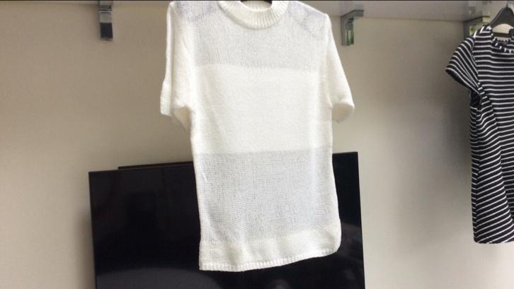 Pull élégant, avec des parties transparentes. S. Nouveau., Enlèvement ou Envoi, Neuf, Taille 36 (S), Blanc