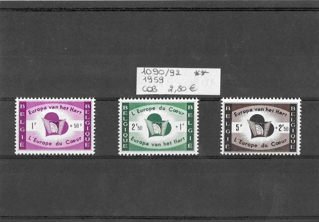 België 1090/92 Europa van het hart **, Postzegels en Munten, Postzegels | Europa | België, Europa, Frankeerzegel, Ophalen of Verzenden