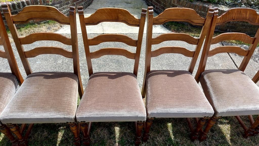 6 stoelen EIK met fluweel bekleding, Antiek en Kunst, Ophalen of Verzenden
