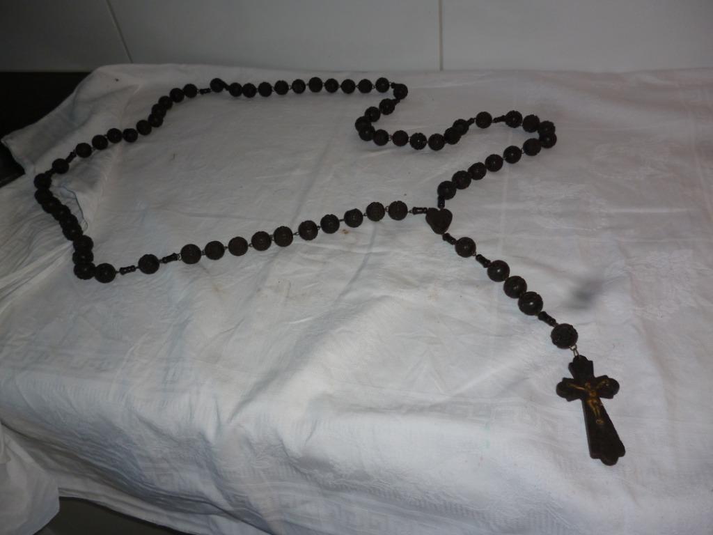 Grand paternoster en bois maxi décoré réligion boules, Enlèvement ou Envoi